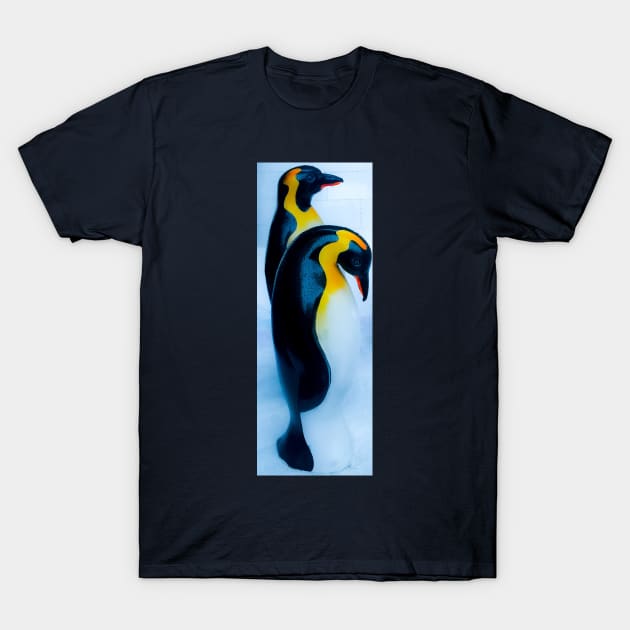 Two king or emperor penguins in white, black yellow. T-Shirt by kall3bu